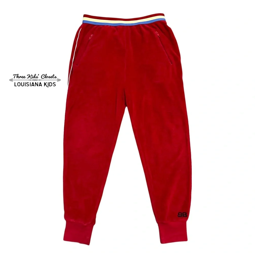 Bandy Button 10-11Y School Child Red Terry Jogger Pants